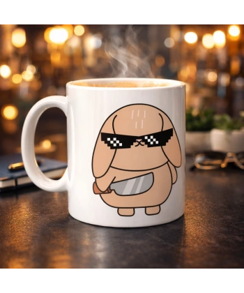 Cool Tavşan Tasarımlı Porselen Kupa MODEL 93 – Eğlenceli, Havalı ve Enerji Dolu Kahve Kupası