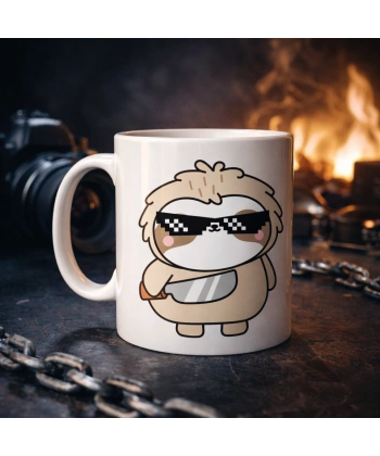 Cool Tembel Hayvan Tasarımlı Porselen Kupa MODEL 85 – Havalı, Eğlenceli ve Karizmatik Kahve Kupası