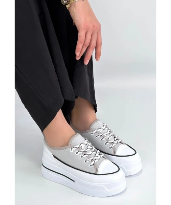 Dalen Gri Keten Bağcıklı Spor Ayakkabı