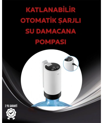 Damacana Üstü Akıllı Su Pompası | 3 Damacana Kullanım | 4W Güç | Micro USB Şarjlı | Katlanabilir & Taşınabilir