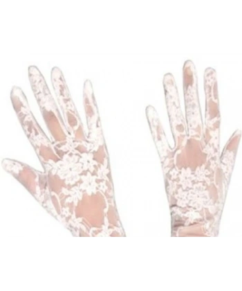 Dantelli Gelin Eldiveni - Beyaz Kısa