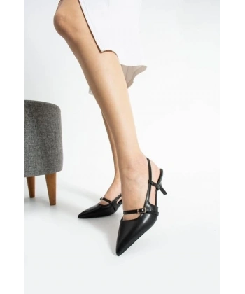 Darina Siyah Cilt Topuklu Ayakkabı