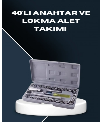 Dayanıklı Karbon Çelik 40 Parça Lokma ve Cırcır Anahtar Seti
