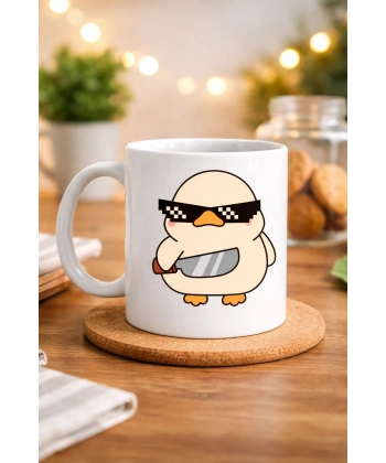 “Deal With It” Havalı Ördek Tasarımlı Porselen Kupa MODEL 80 – Eğlenceli, Mizahi & Hediyelik Kahve Kupası