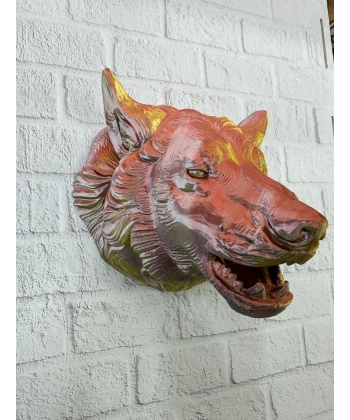 Dekoratif Altın Gold Kurt Duvar Heykeli Asılabilir Hediyelik 25x19 cm