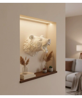 Dekoratif Beyaz Ayı Duvar Heykeli Asılabilir Hediyelik 25x19 cm