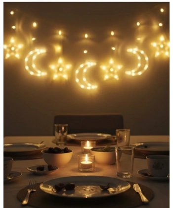 Dekoratif Büyük Ay Yıldız Ramazan Led Işık