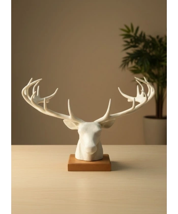 Dekoratif Geyik Başı Heykel 25 cm Modern Minimal Tasarım