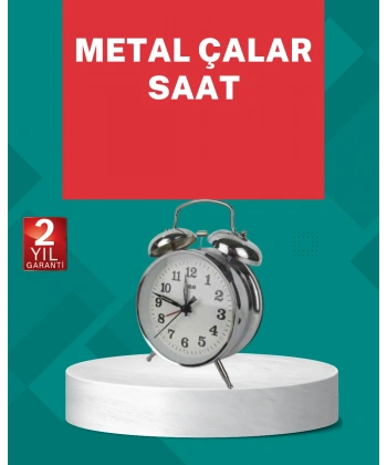 Dekoratif Gümüş Işıklı Alarmlı Masa Saati Sessiz Mekanizma