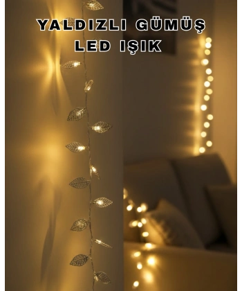 Dekoratif Gümüş Yaprak LED Aydınlatma Pilli Şık Ortam Işığı