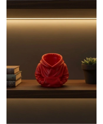 Dekoratif Kırmızı Hoodie Kalemlik 10x10 cm