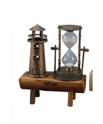 Dekoratif Kum Saati Deniz Feneri Retro Masa Hediyeli Eşya