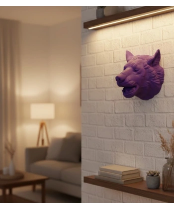 Dekoratif Mor Kurt Duvar Heykeli Asılabilir Hediyelik 25x19 cm