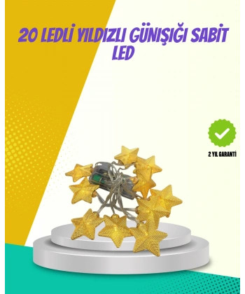 Dekoratif Yıldız Led Aydınlatma 20 Ledli 5 Metre Günışığı
