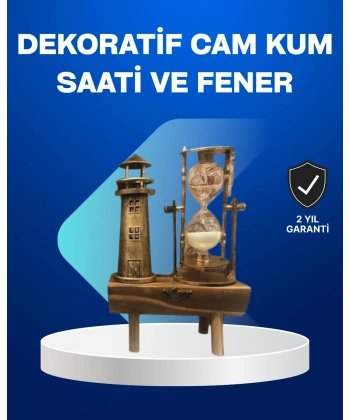 Deniz Feneri Tasarımlı Ahşap Kum Saati – Retro Masa Aksesuarı