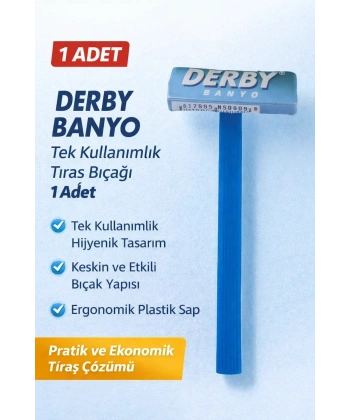 Derby Banyo Tek Kullanımlık Tıraş Bıçağı 1 Adet Plastik Saplı Pratik Tıraş Jileti