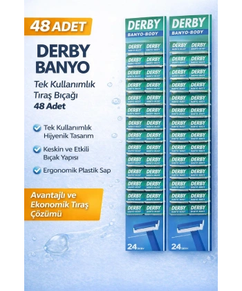 Derby Banyo Tek Kullanımlık Tıraş Bıçağı 48 Adet Avantajlı Ekonomik Paket Plastik Saplı Tıraş Jileti