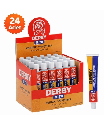 Derby N.78 Kontakt Yapıştırıcı 40 Gr 24 Adet Standlı Kutulu Güçlü Genel Amaçlı Yapıştırıcı