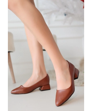 Desniy Taba Cilt Topuklu Ayakkabı