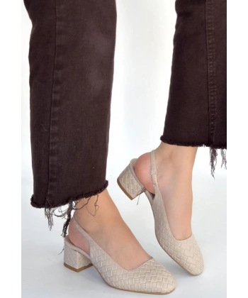 Dier Bej Cilt Topuklu Ayakkabı