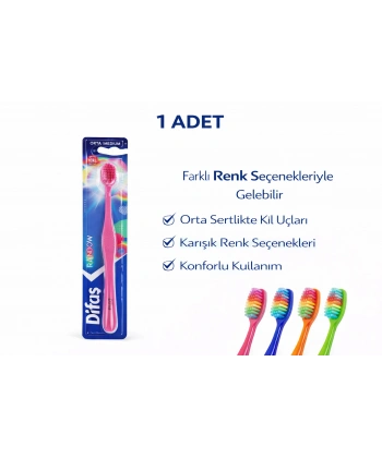 Difas Rainbow Orta Sert Diş Fırçası Medium 1ADET