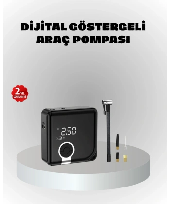 Dijital Ekranlı Şarjlı Hava Kompresörü 150 PSI Güçlü Motorlu