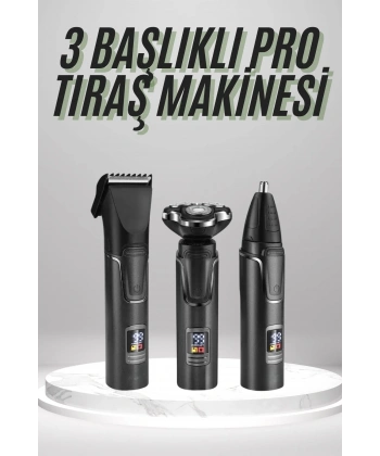 Dijital Göstergeli 3 Başlıklı Tıraş Makinesi Islak Kuru Lazer Öncesi Günlük
