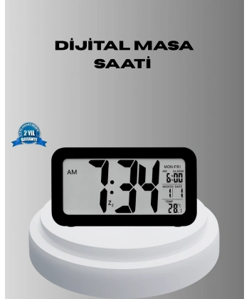 Dijital Masa Saati Sensörlü Aydınlatmalı Alarm ve Sıcaklık Ölçerli