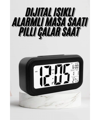 Dijital Masa Saati Termometre Takvim Led Ekran Pilli Ev Ofis Masası