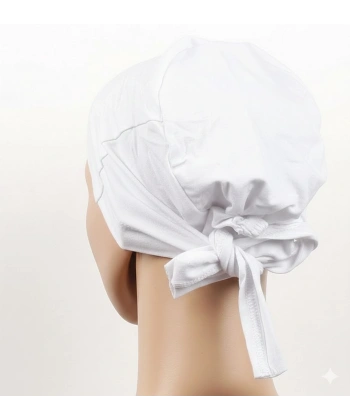 Dikişsiz Bağlamalı Tesettür Bone - Bağlamalı Bandana Beyaz 5 Adet