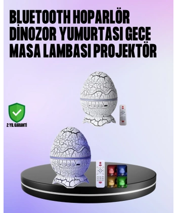 Dinozor Yumurtası Galaksi Projektör Gece Lambası 4ü 1 Arada – Bluetooth Hoparlörlü