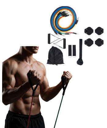 Direnç Seviyeli Pilates ve Fitness Egzersiz Bandı Seti Kapı Askılı