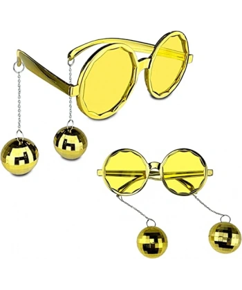 Disko Toplu Küpeli Parti Gözlüğü Altın Renk