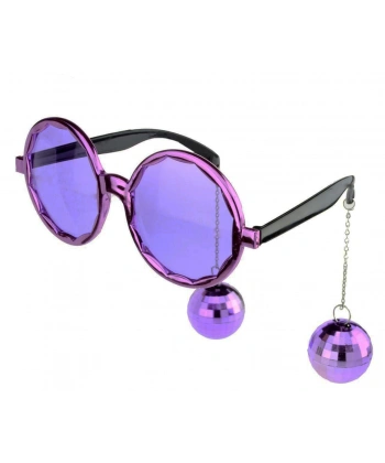 Disko Toplu Küpeli Parti Gözlüğü Mor Renk 15x16 cm