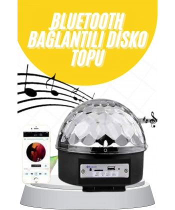 Disko Topu Renkli Işıklı Lazer Parti Bluetooth Bağlantılı Led Küre