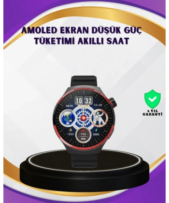 Dokunmatik Akıllı Saat Kablosuz Şarj AMOLED Ekran