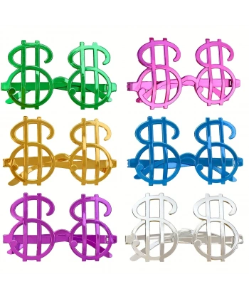 Dolar Şekilli Metalize Parti Gözlüğü 6 Adet