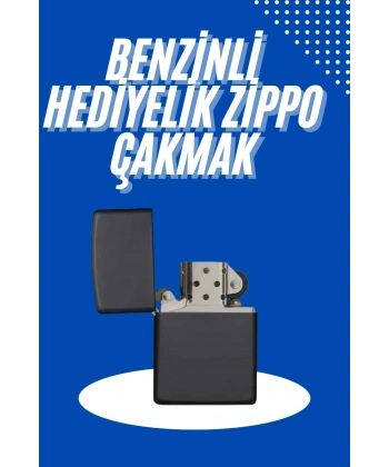 Doldurulabilir Siyah Benzinli Çakmak Metalik