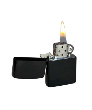 Doldurulabilir Siyah Benzinli Çakmak Metalik