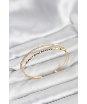 Dorika Model Pirinç Gold Renk Kadın Bileklik