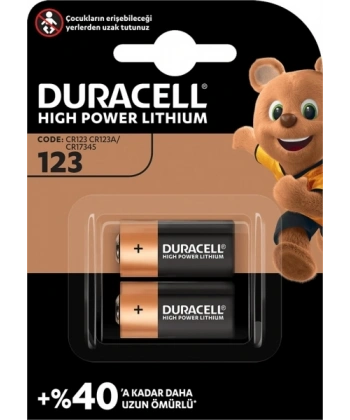 Duracell Lityum CR123A Pil 2li