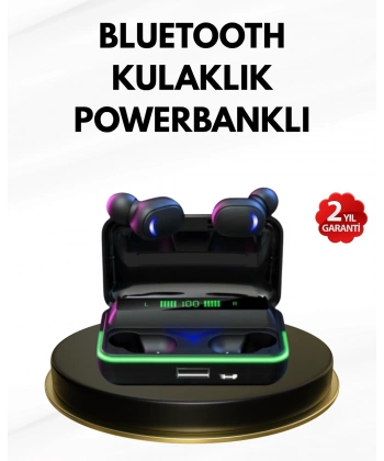E10 Kablosuz Bluetooth Kulaklık – 3D Ses, Powerbank Şarj Kutusu