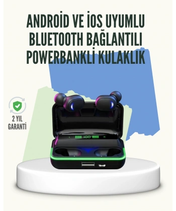 E10 Powerbank Şarjlı Bluetooth 5.1 Kulaklık Spor ve Oyun İçin