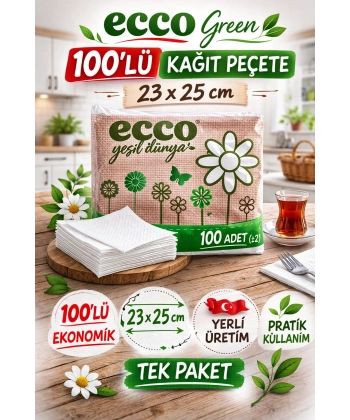 Ecco Green Kağıt Peçete 100’lü 23x25 cm Ekonomik 1 Paket