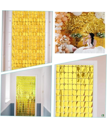 Ekstra Metalize Altın Renk Disko Dikdörtgen Kesim Kapı Perdesi Dekorasyon 1x2 Metre