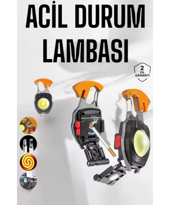 El Feneri Acil Işık Seti Tornavida Düdük Kapak Açma Kamp Lambası