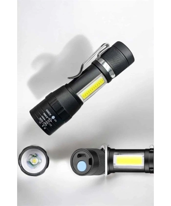 El Feneri Led USB Şarjlı Zoom Mini Led Işık Acil Durum Feneri