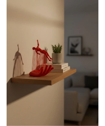 El Formlu İnsan Figürü Kırmızı Modern Dekoratif Biblo Soyut Tasarım 12x18 cm