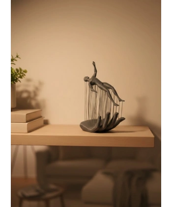 El İnsan Figürü Gri Modern Sanatsal Tasarım Salon ve Raf Dekorasyonu İçin Özel Biblo