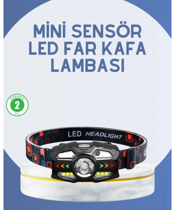 El Sensörlü LED Far Suya Dayanıklı Şarjlı Kafa Lambası